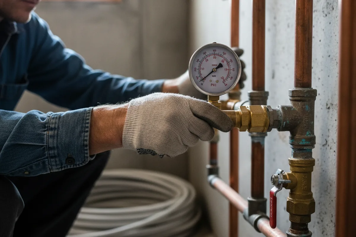 Pressure testing a repaired line during Water Line Repair in Merrittstown